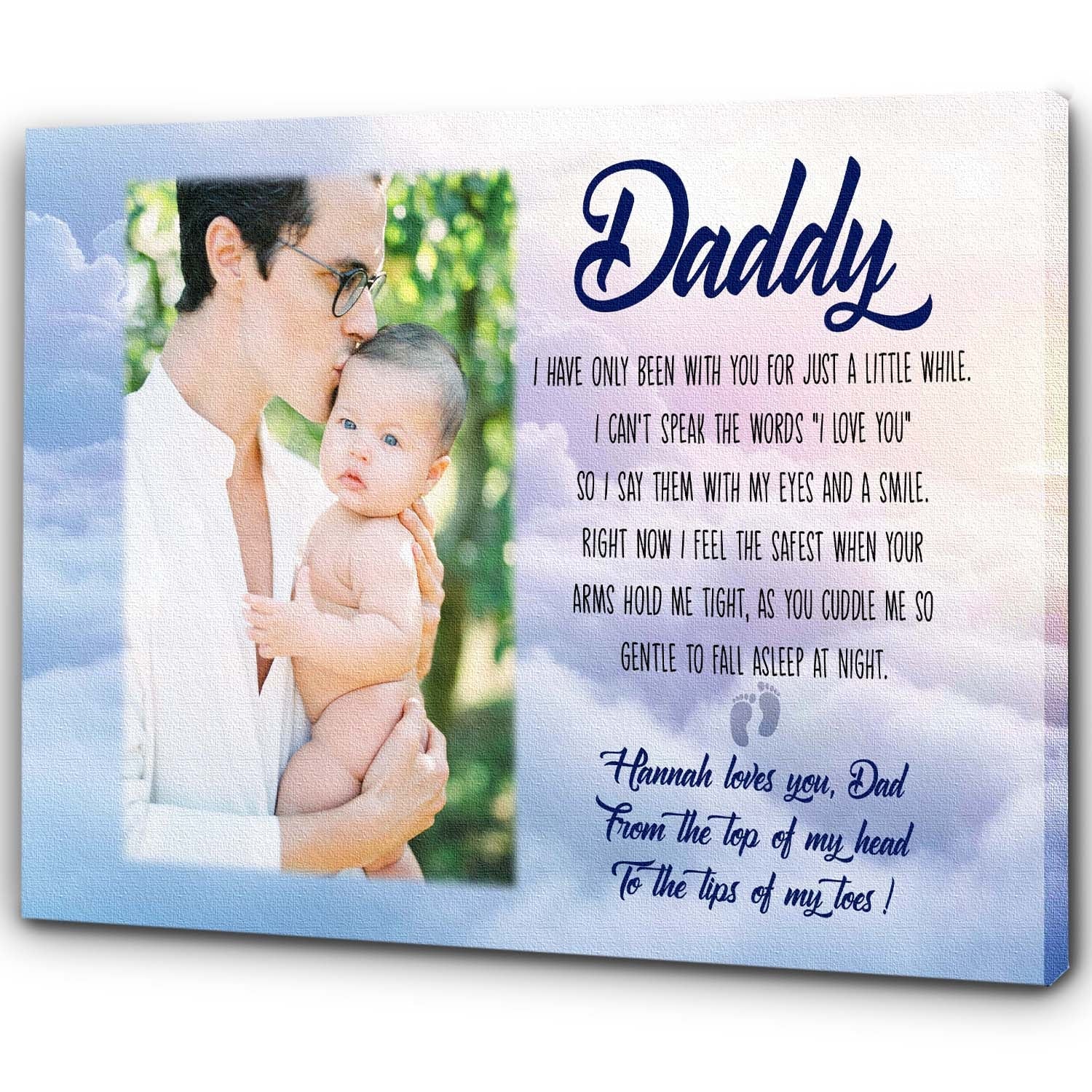 PresentsPrints, New Dad Personalized Canvas First Father's Day Gift for New Daddy 1st Time Father Gift Custom Baby Photo