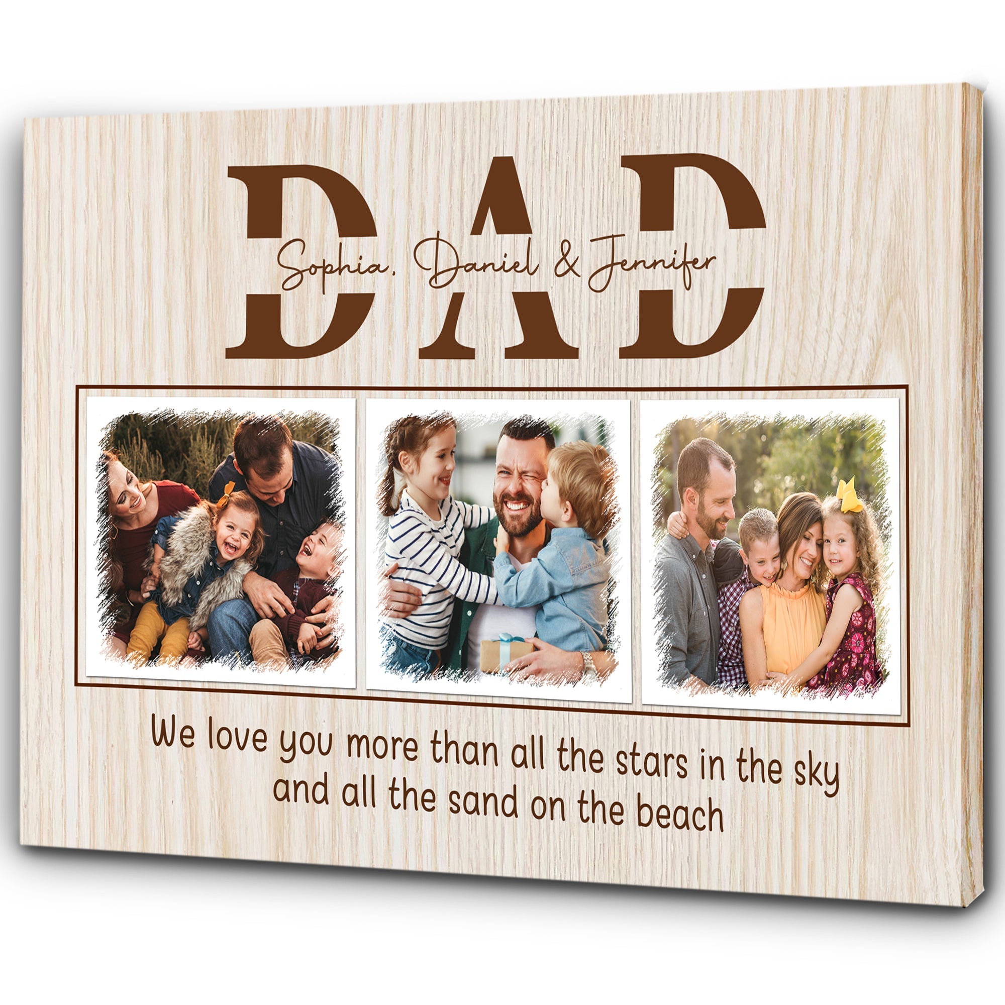 PresentsPrints, Dad Gift Custom Photo Collage Matte Canvas Fathers Day Gift for Daddy Personalized