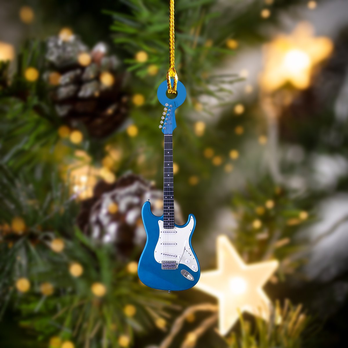 Blue Electric Guitar Car Ornament