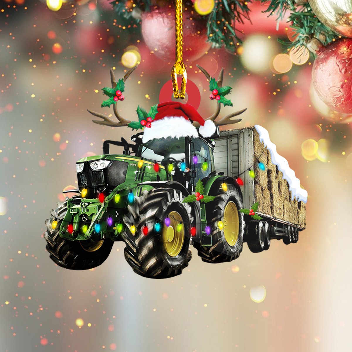 Farmer Tractor Car Ornament - Gift for Farmer