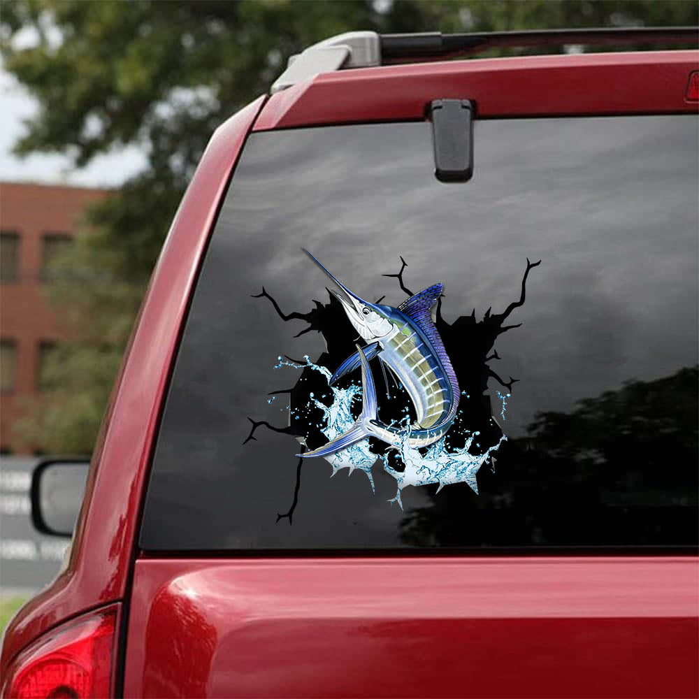 Fish Crack Sticker For Car Window Cuteness Overloaded Die Cut Stickers Gifts For Cat Lovers