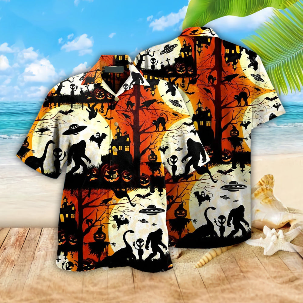 PresentsPrint, Halloween Ew People Bigfoot UFO Hawaiian Shirt, Aloha Shirt