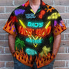 Personalized Hot Rod Hawaiian Shirt - Dad&#39;s Hot Rod Garage - Led Night Print, Beach Pattern