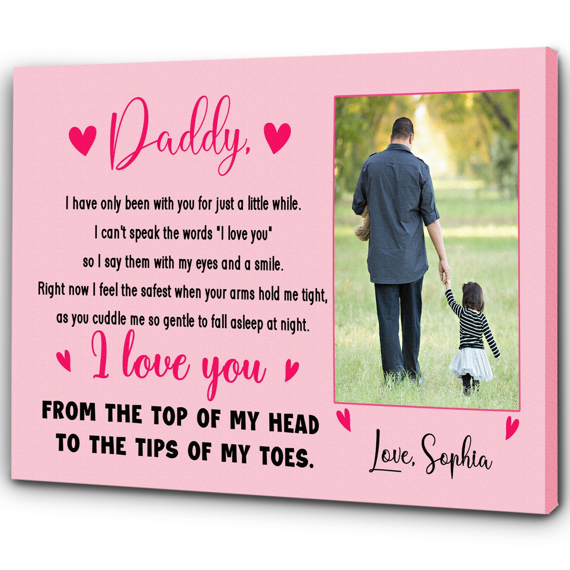 PresentsPrints, Love You From Top Of My Head, Custom Image Canvas, Meaningful Fathers Day Gift, Personalized Dad Canvas