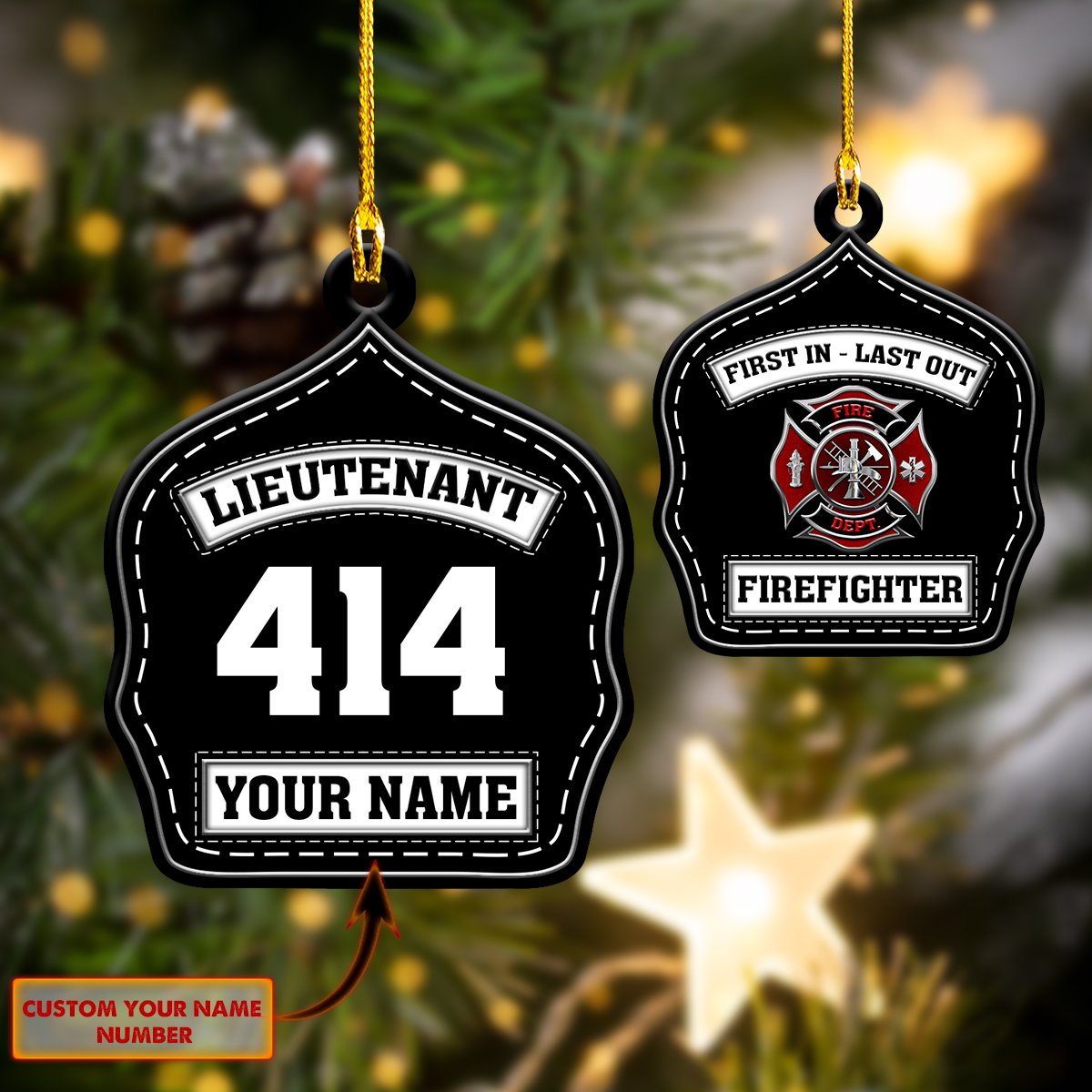 Lieutenant - Firefighter Badge Car Ornament