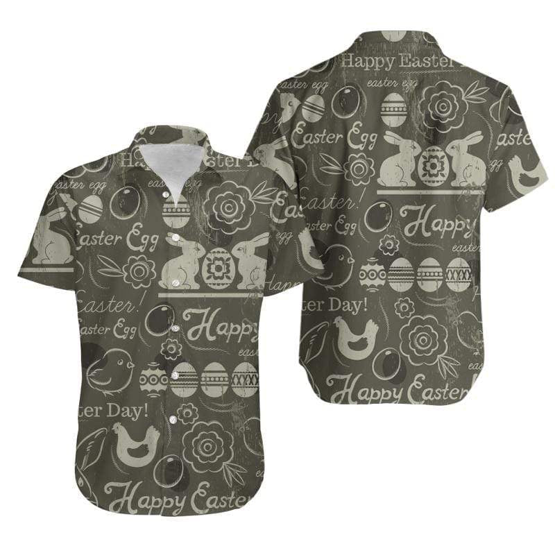 PresentsPrints, Happy Easter Grey Unisex Hawaiian Shirt