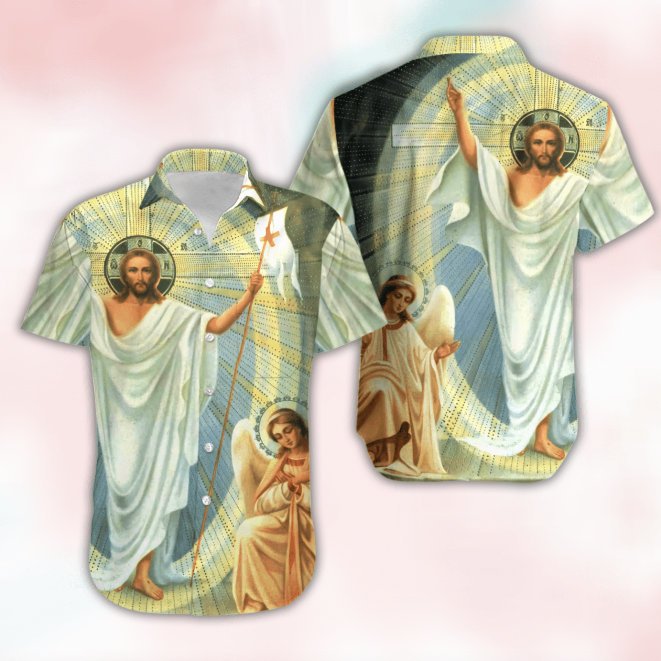 PresentsPrints, Happy Easter Sunday Jesus Is Risen Christians Unisex Hawaiian Shirt