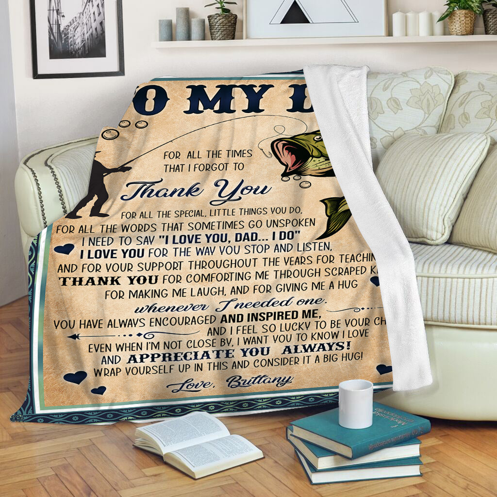 Fishing Blanket To My Dad| Custom Gift for Father| Sentimental Gift for Dad