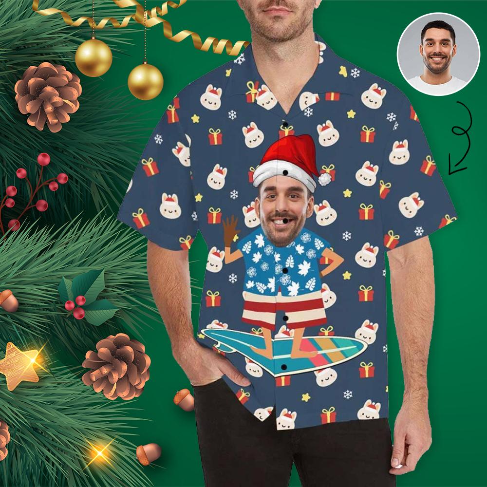 Custom Face Christmas Gift Men's Hawaiian Shirt
