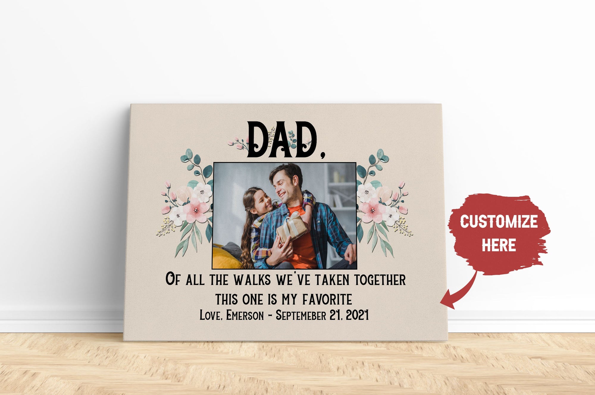 PresentsPrints, Personalized Canvas for Dad, Dad Is My Favorite Photo Wall Art, Unique gifts ideas for Father's day