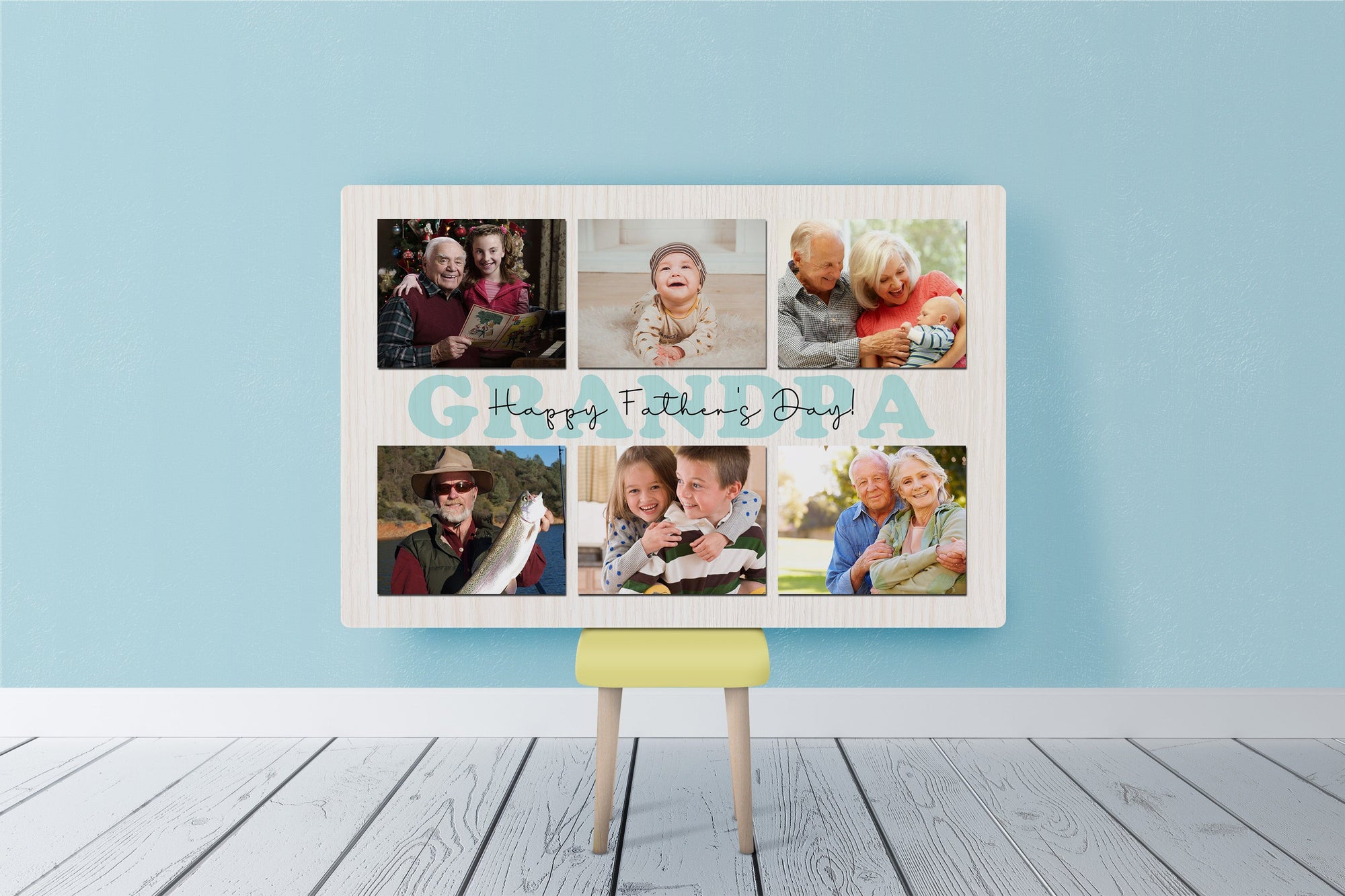 PresentsPrints, Grandpa Personalized Canvas Photo Collage, Fathers Day Gift for Grandpa Papa