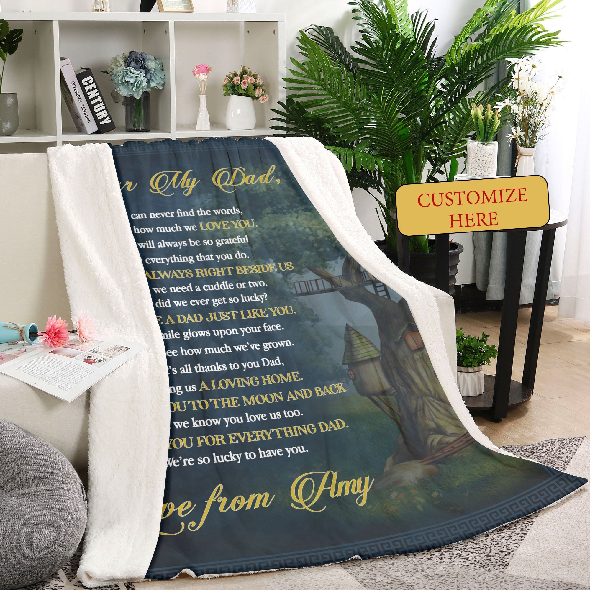 Personalized Blanket Dear My Dad - Custom Name Fleece Blanket Gift for Dad on Father's Day