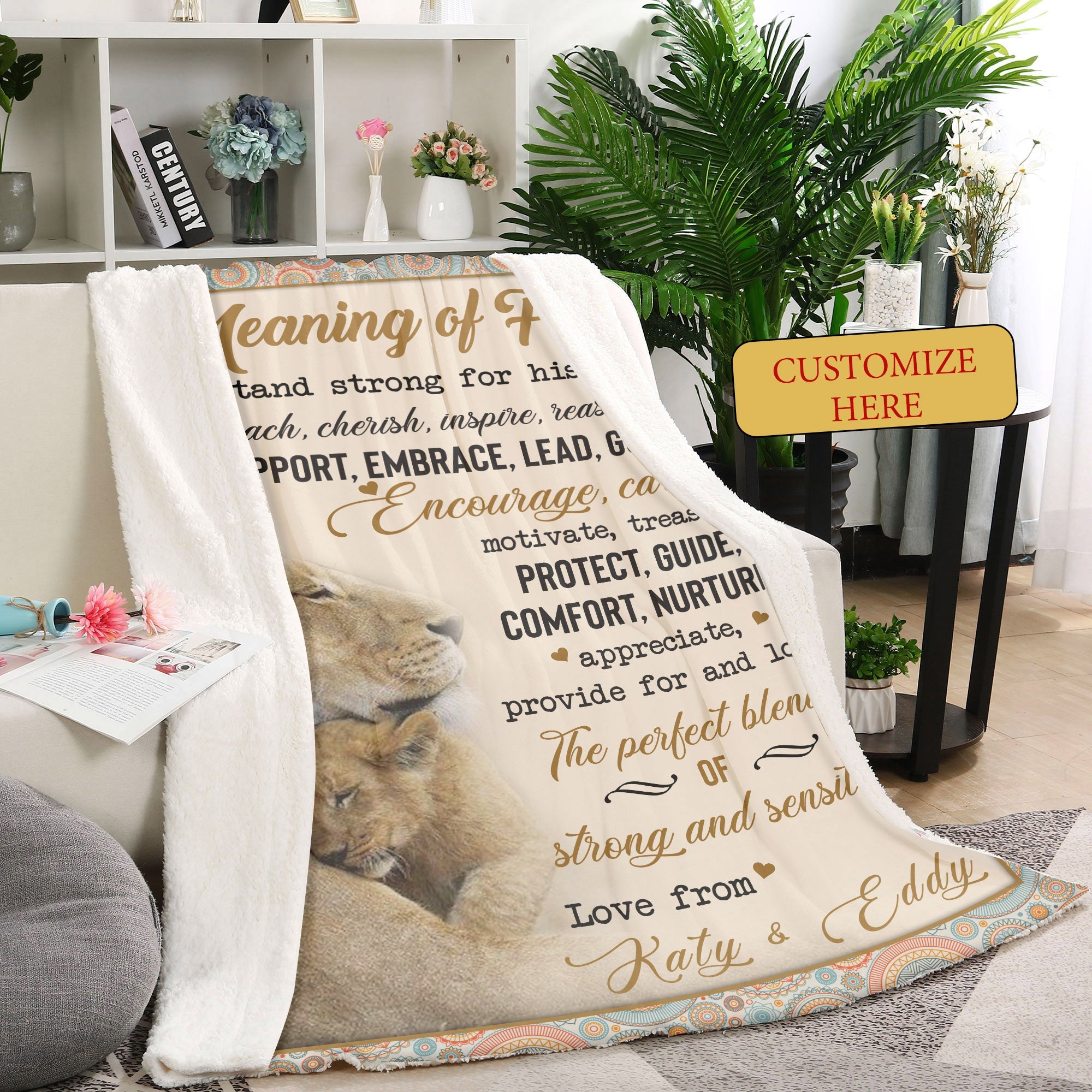 Personalized Blanket for Dad The Meaning of Father Fleece Blanket - Dad Gift from Daughter Son Kids