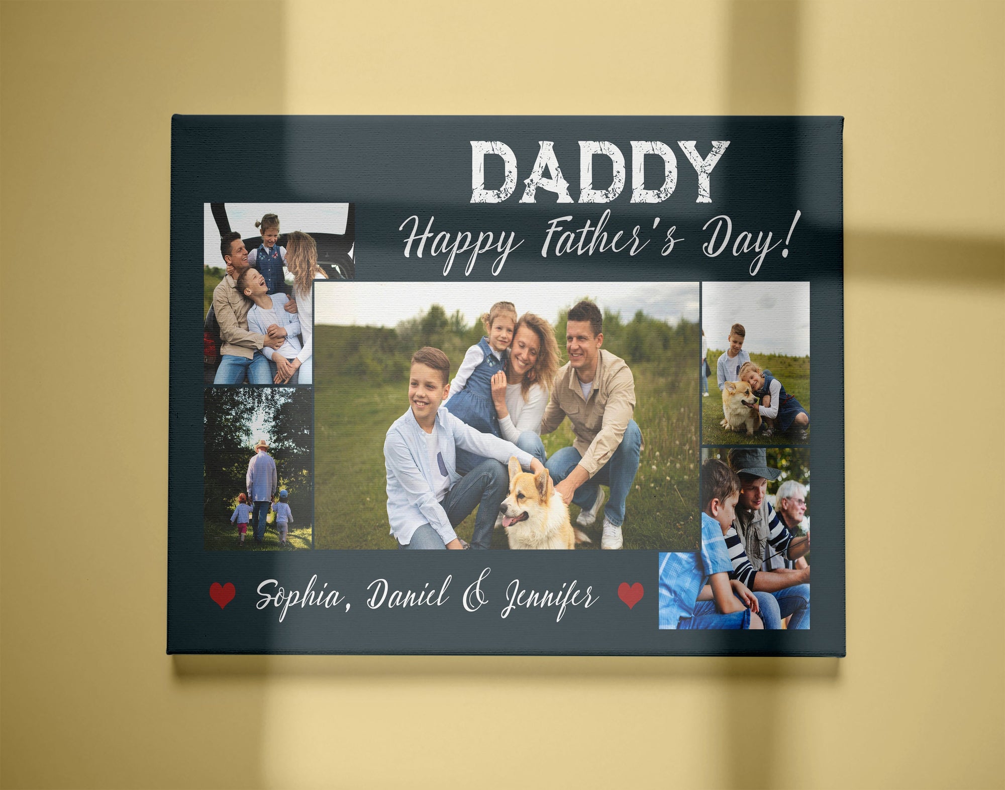 PresentsPrints, Happy Father's Day Custom Photo Collage Canvas, Gift for Daddy Personalized