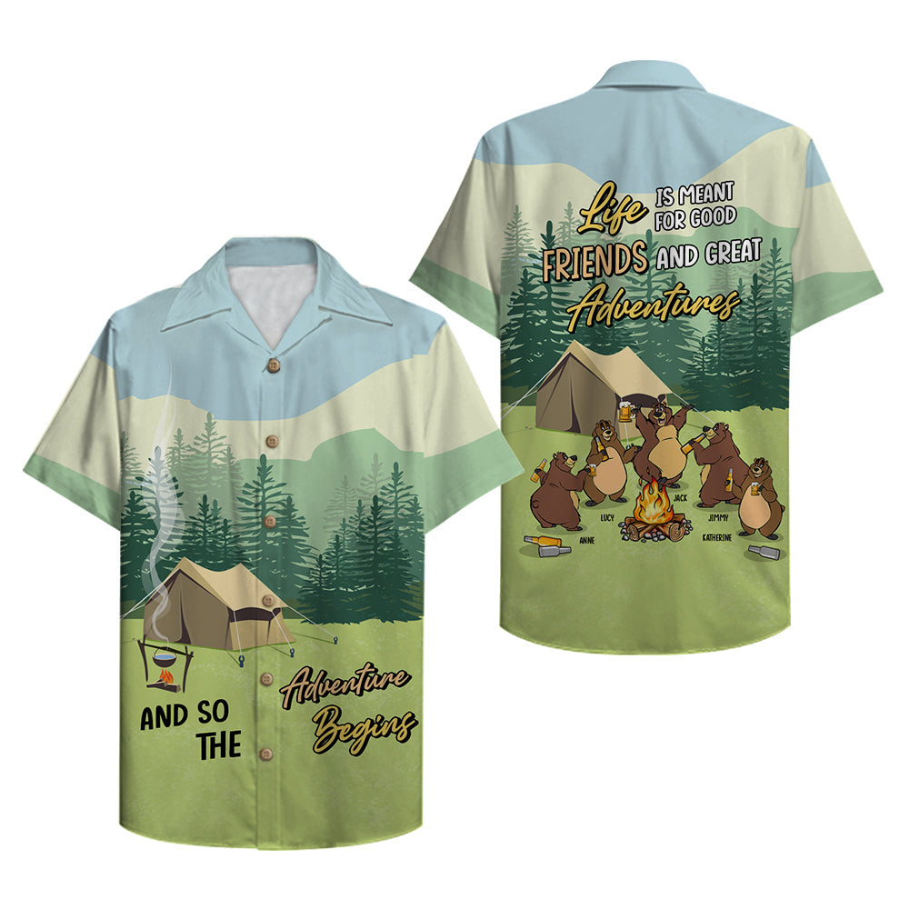 Personalized Camping Bear Hawaiian Shirt - Life is meant to good friends