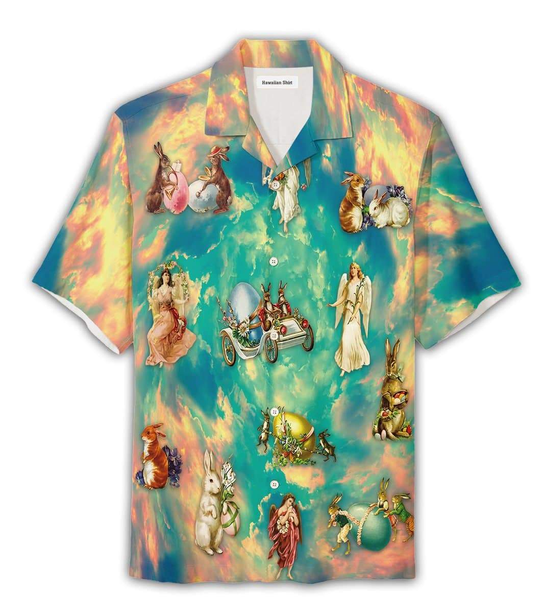 PresentsPrints, Angel in Heaven Sunset Easter Day Unisex Hawaiian Shirts, Hawaiian Shirt