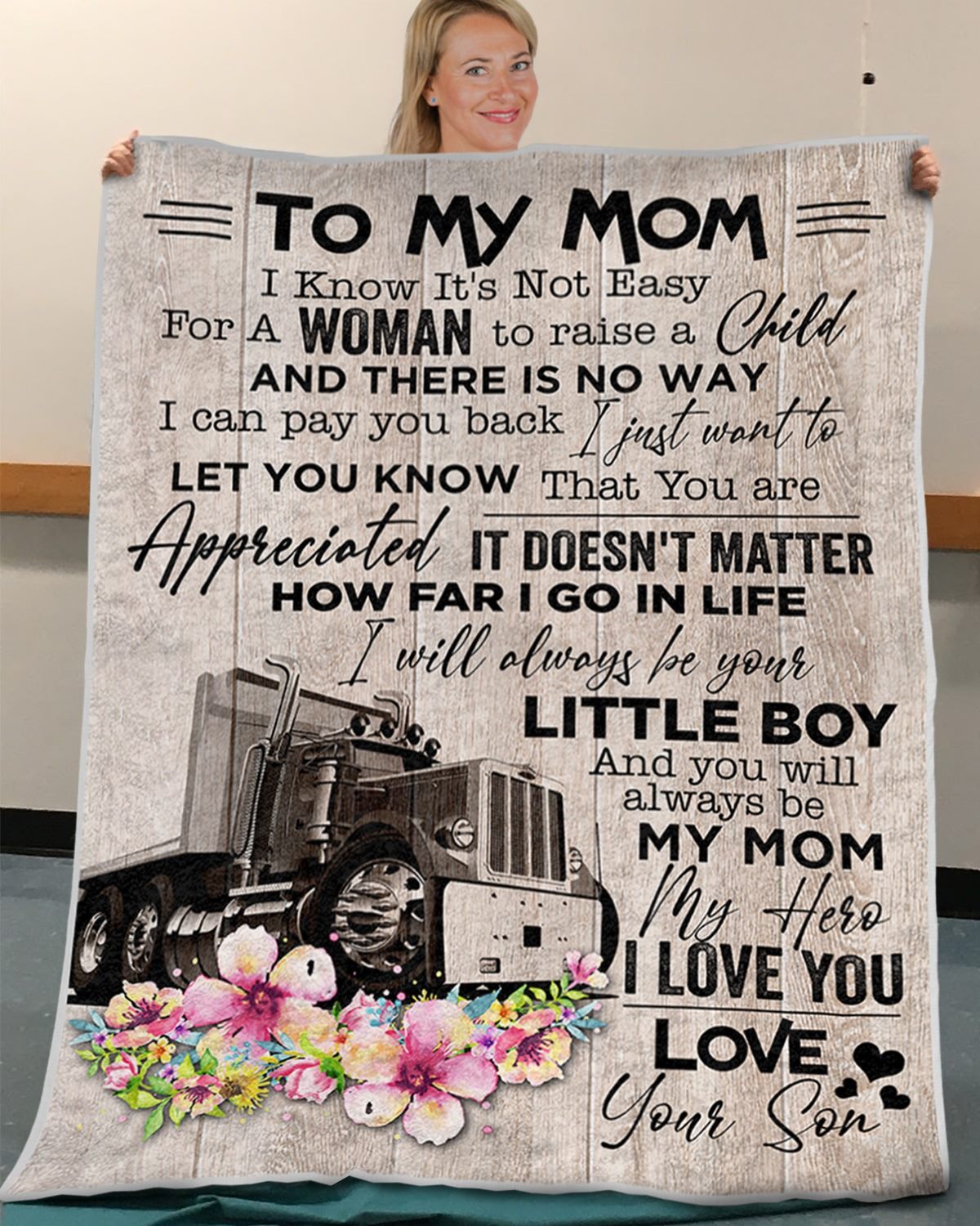 PresentsPrints, Trucker Happy Mother's Day - Fleece Blanket