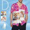 Custom Photo Pink Sweet Heart Hawaiian Shirts Casual Men&#39;s Summer Shirts Personalized Birthday Vacation Party Gift