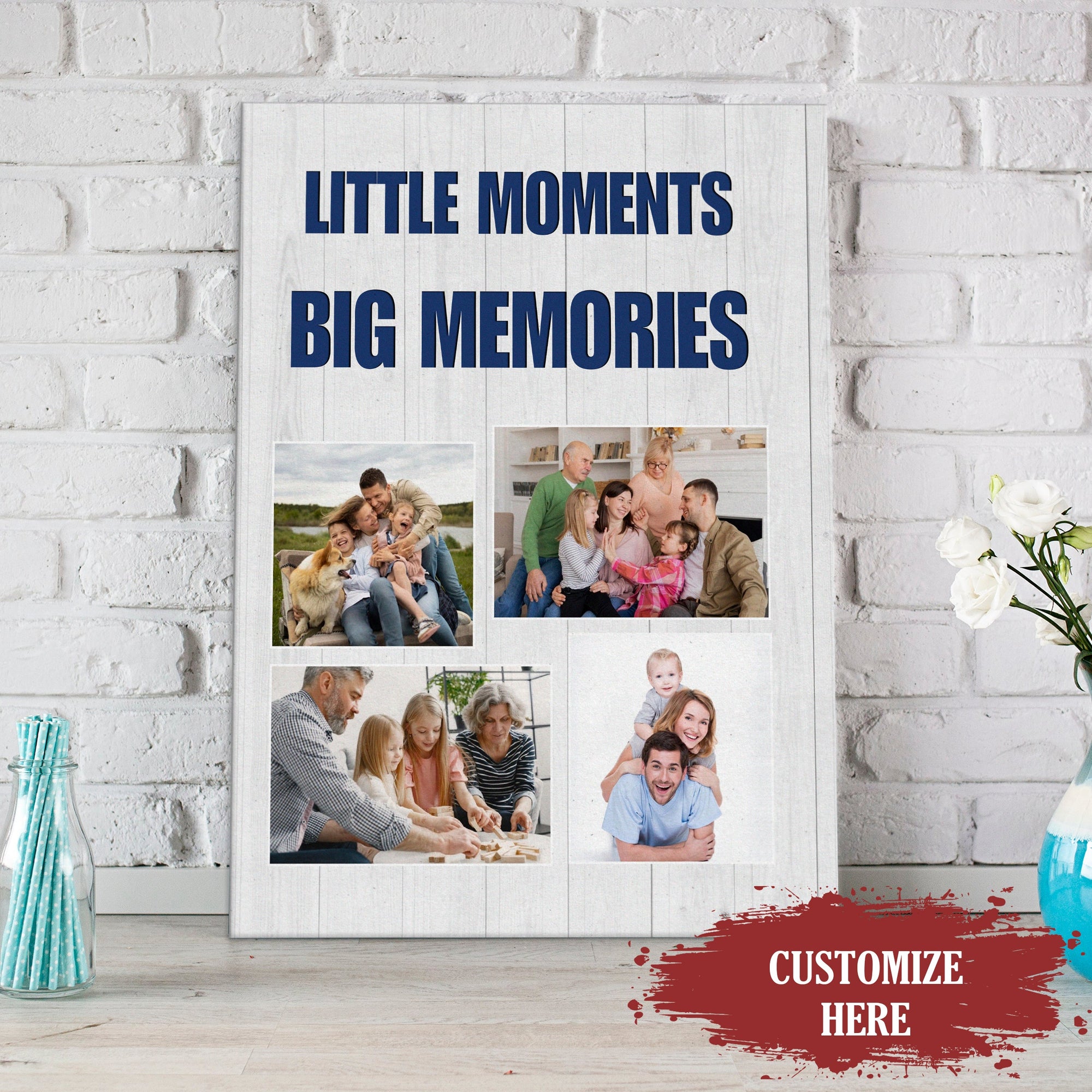 PresentsPrints, Family Photo Collage Canvas, Little Moments Big Memories Family Canvas, Unique gifts ideas for Father's day