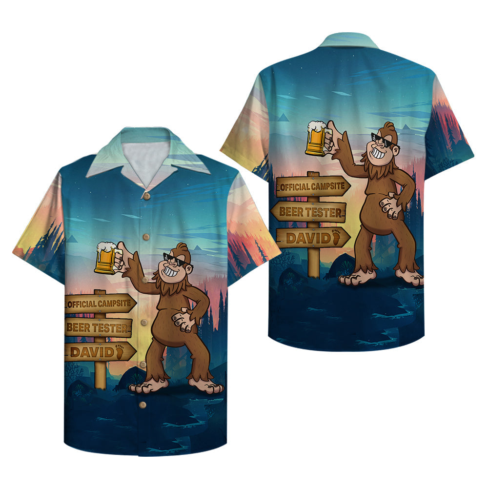 Personalized Camping Bigfoot Hawaiian Shirt - Official Campsite Beer Tester