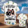 Personalized Biker Couple Hawaiian Shirt - Three Things You Don&#39;t Mess With - Cactus Pattern