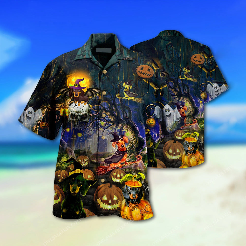 PresentsPrint, Halloween And Dogs Hawaiian Shirt, Aloha Shirt