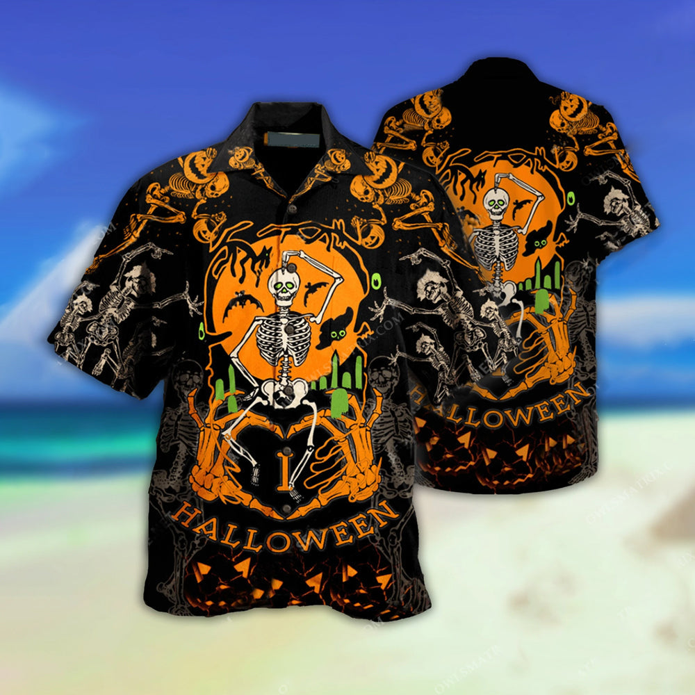PresentsPrint, Halloween Dancing Skeleton Hawaiian Shirt, Aloha Shirt