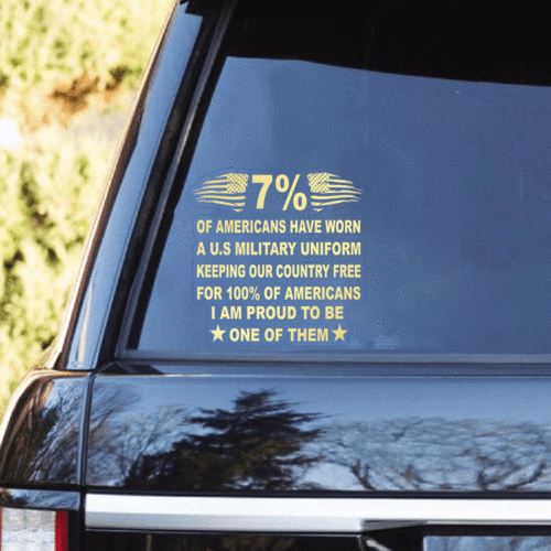 7% Proud Military Veteran Car Decal Sticker | Waterproof | Vinyl Sticker