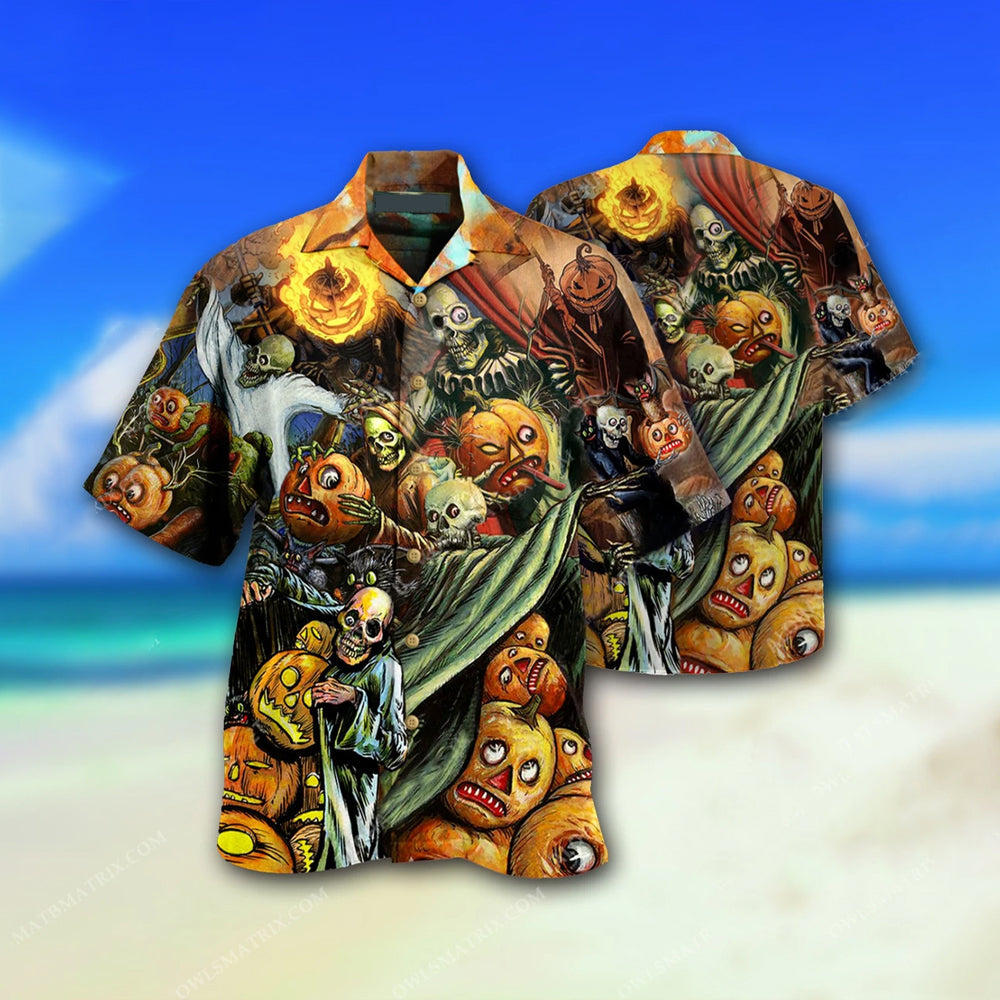 PresentsPrint, Halloween Pumpkin Scary Hawaiian Shirt, Aloha Shirt