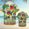 Personalized Hot Rod Hawaiian Shirt - Skull Hot Rod &amp; Palm Tree Pattern