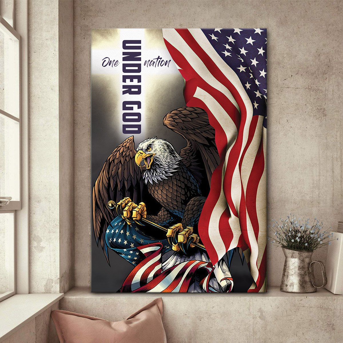 PresentsPrints, God Bless America - Unique Eagle Christian Canvas