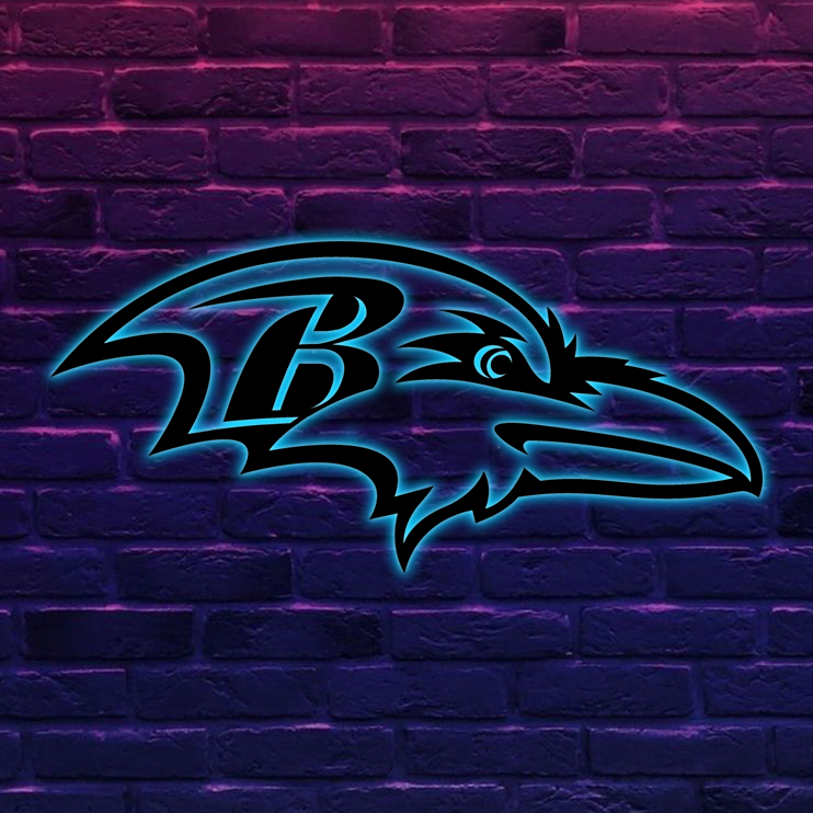 AFC Baltimore Ravens Logo RGB Led Lights Metal Wall Art