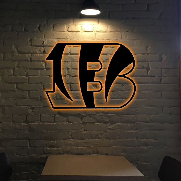 AFC Cincinnati Bengals Logo RGB Led Lights Metal Wall Art