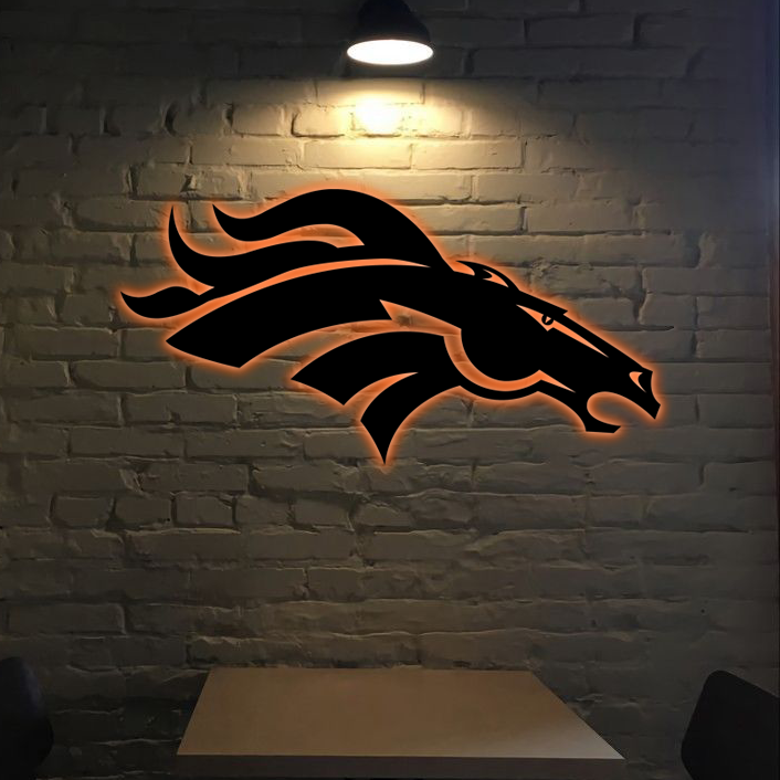 AFC Denver Broncos Logo RGB Led Lights Metal Wall Art