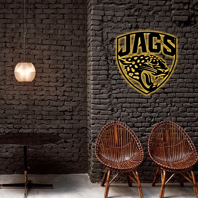 AFC Jacksonville Jaguars Logo RGB Led Lights Metal Wall Art