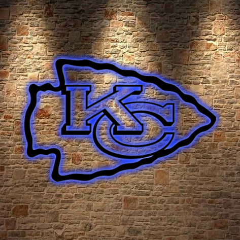 AFC Kansas City Chiefs Logo RGB Led Lights Metal Wall Art