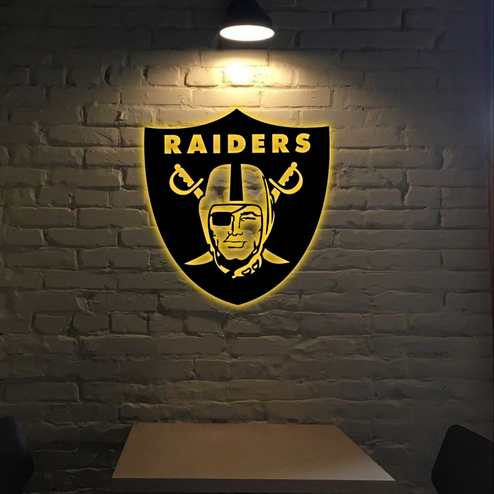 AFC Las Vegas Raiders Logo RGB Led Lights Metal Wall Art