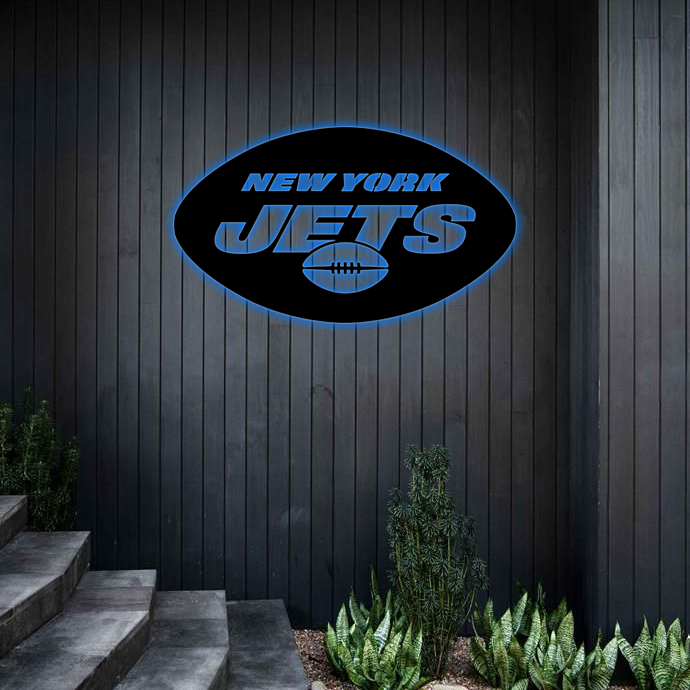 AFC New York Jets Logo RGB Led Lights Metal Wall Art