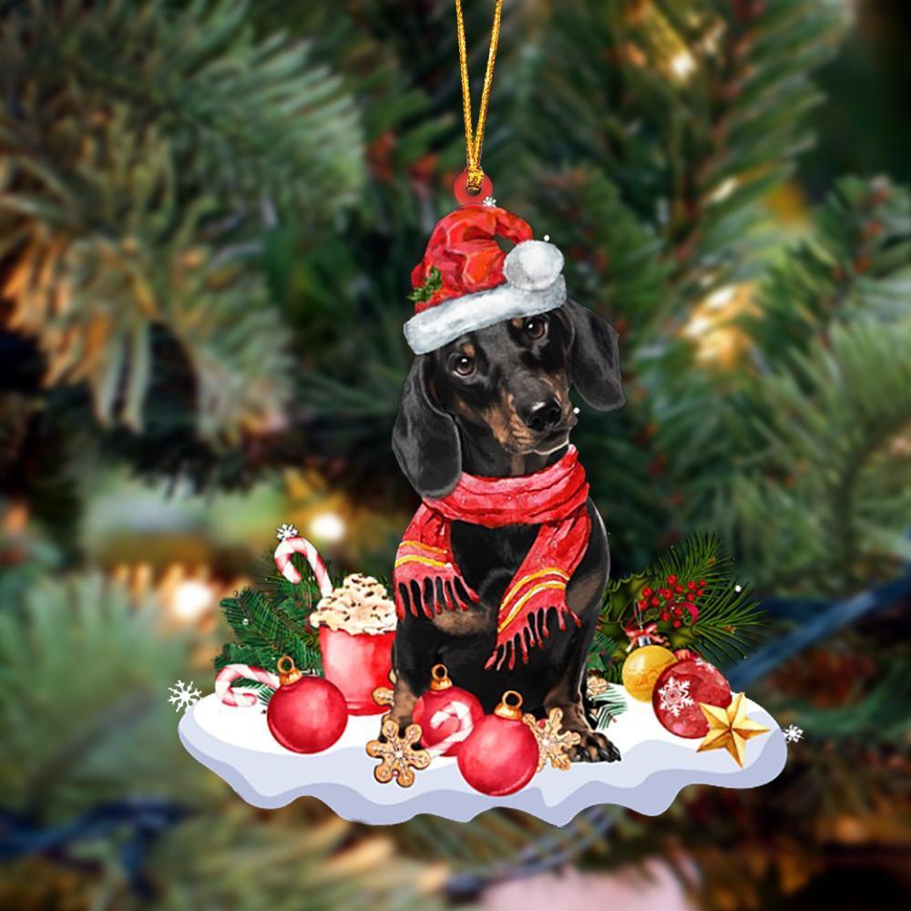 BLACK Dachshund-Better Christmas Hanging Ornament