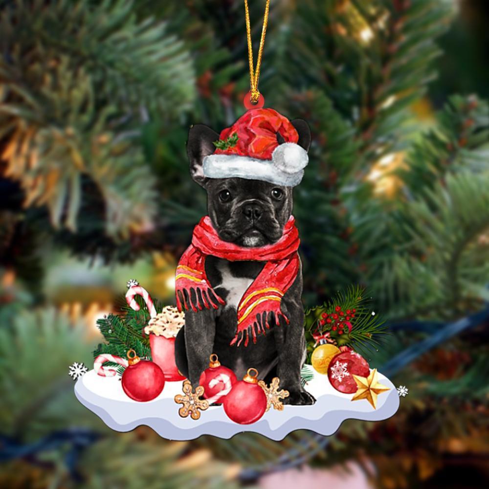 BLACK French Bulldog-Better Christmas Hanging Ornament