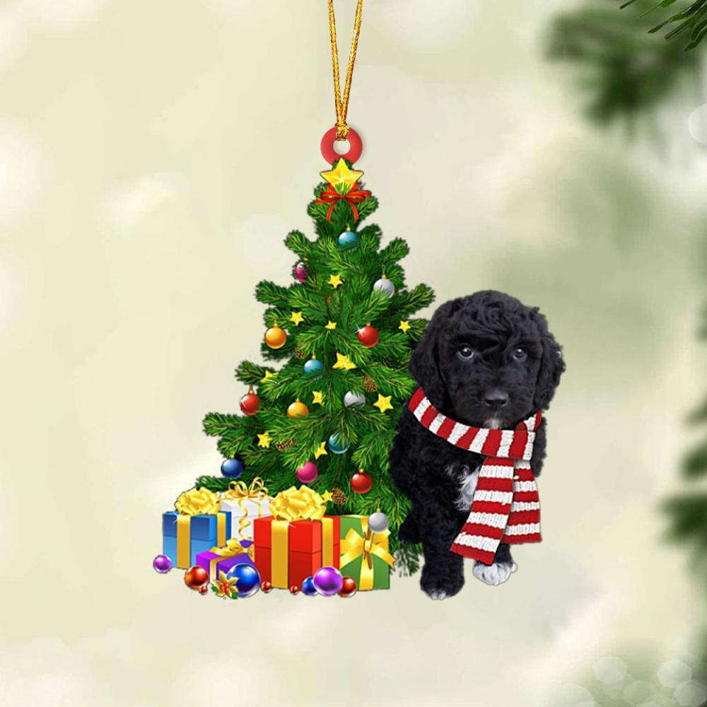 BLACK Goldendoodle-Christmas Star Hanging Ornament
