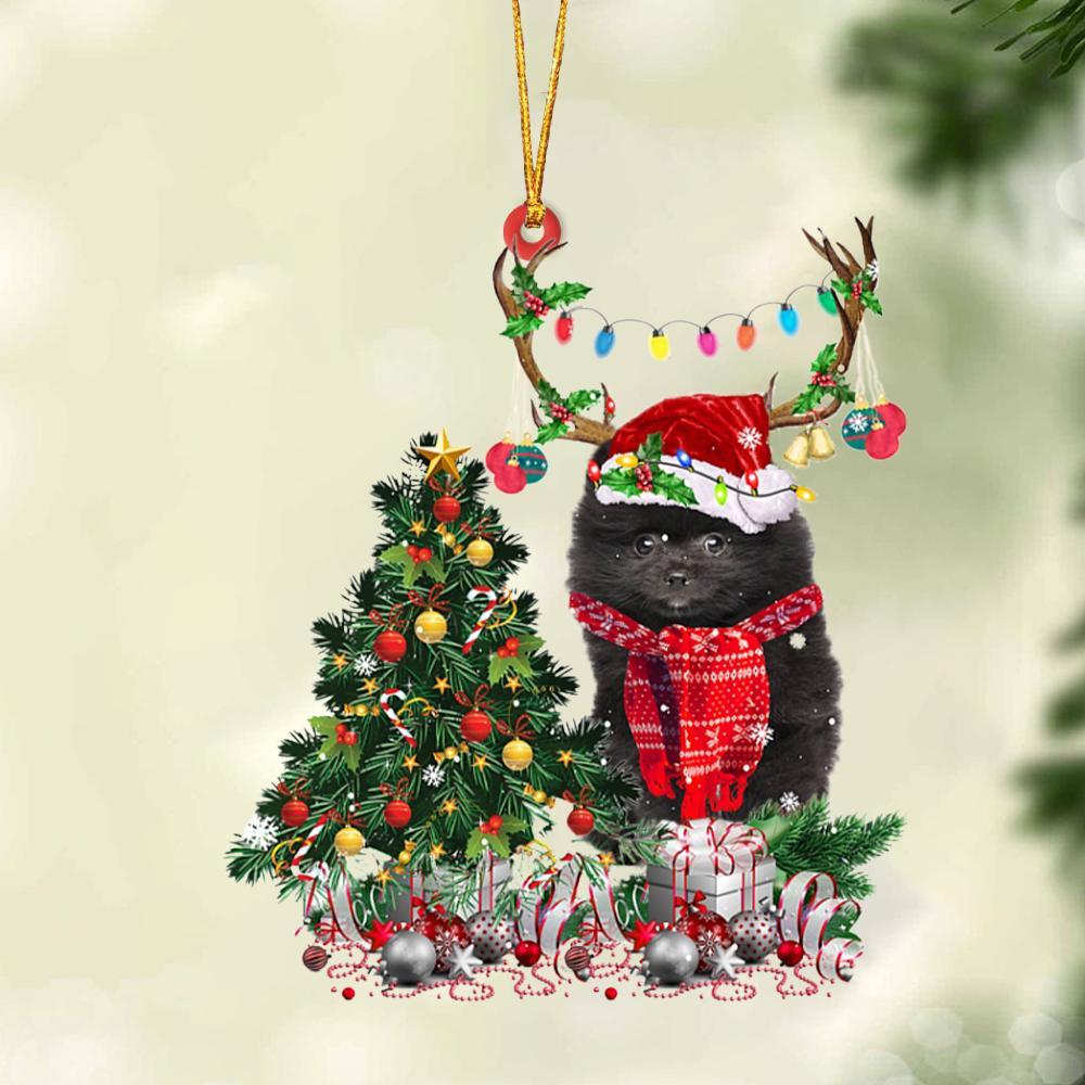 BLACK Pomeranian-Christmas Tree Gift Hanging Ornament