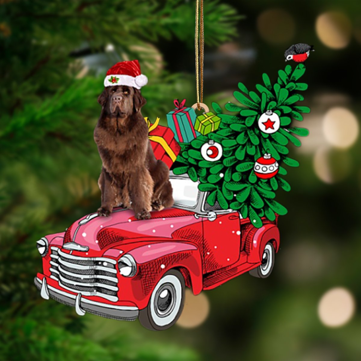 BROWN Newfoundland-Pine Truck Hanging Ornament