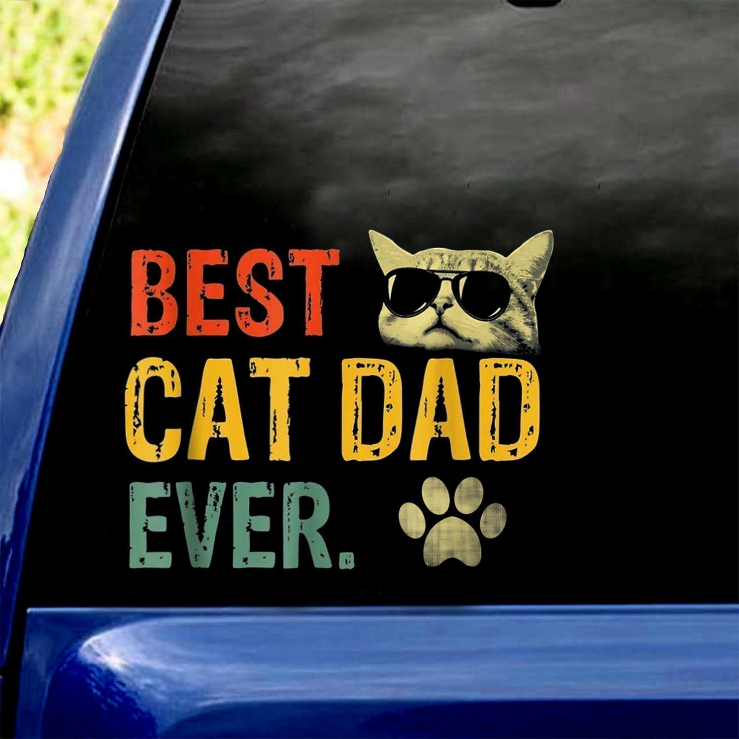 Best Cat Dad Ever Car Decal Sticker | Waterproof | Vinyl Sticker