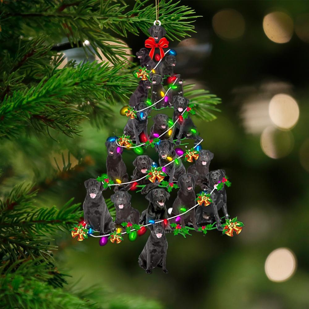 Black Labrador Retriever-Christmas Tree Lights-Two Sided Ornament