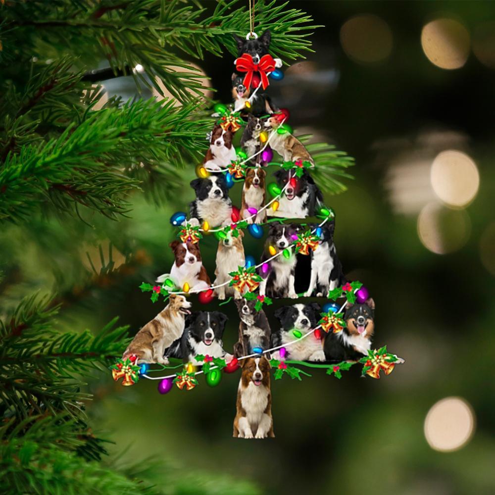 Border Collie-Christmas Tree Lights-Two Sided Ornament