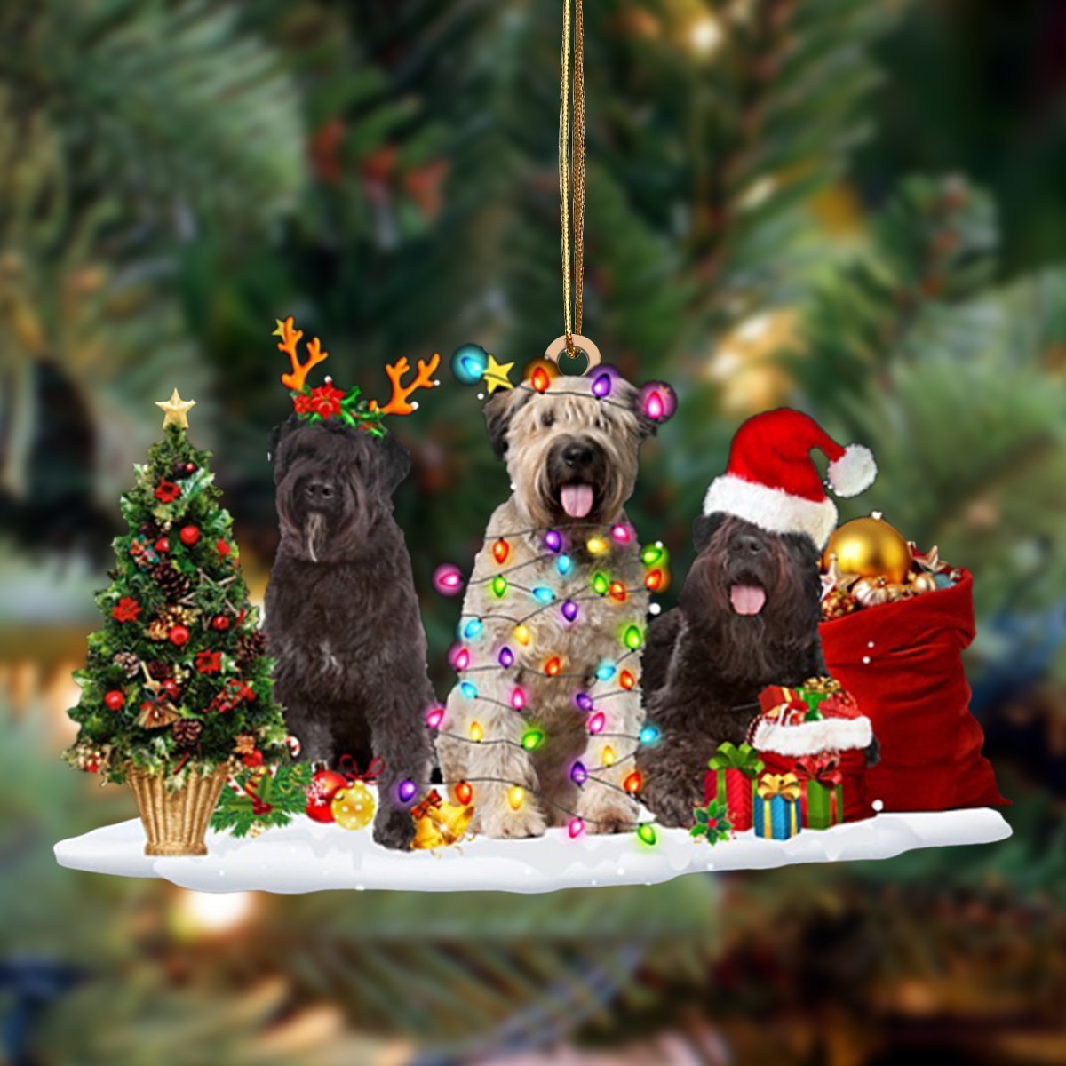 Bouvier Des Flandres-Christmas Dog Friends Hanging Ornament