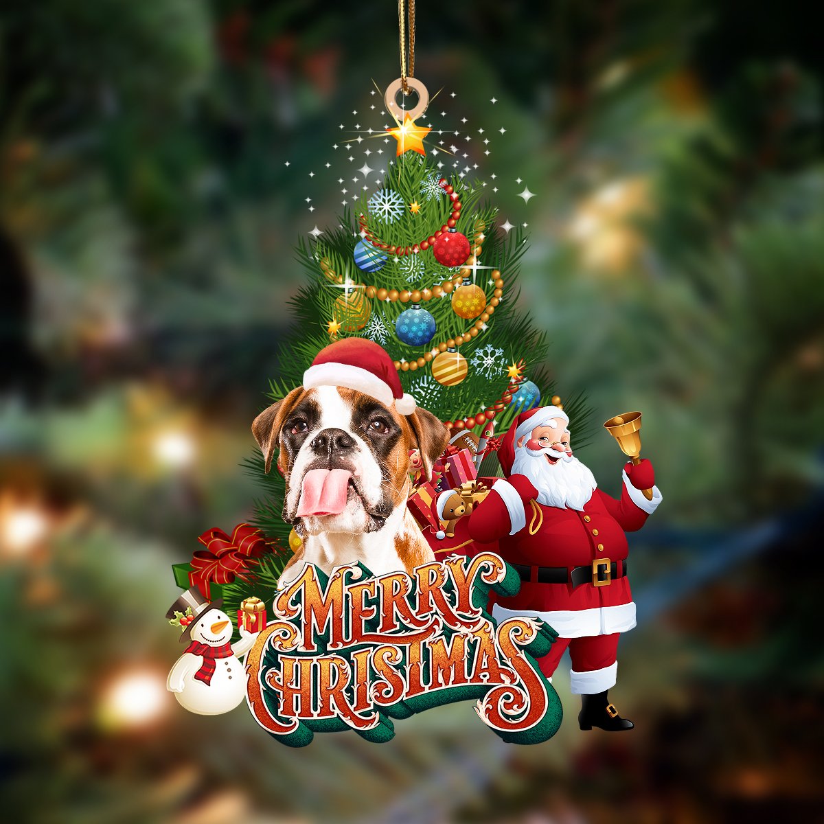 Boxer 2-Christmas Tree&Dog Hanging Ornament