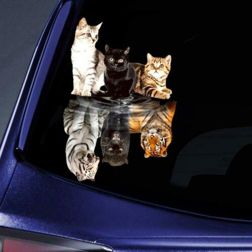 Cat And Tiger Reflection Car Decal Sticker | Waterproof | Vinyl Sticker