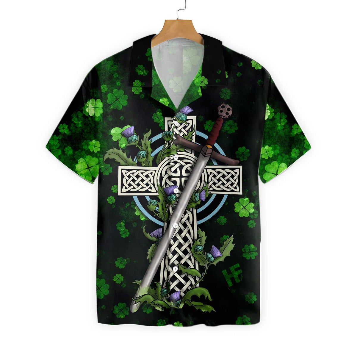 PresentsPrints, Celtic cross irish by blood - Hawaiian Shirt